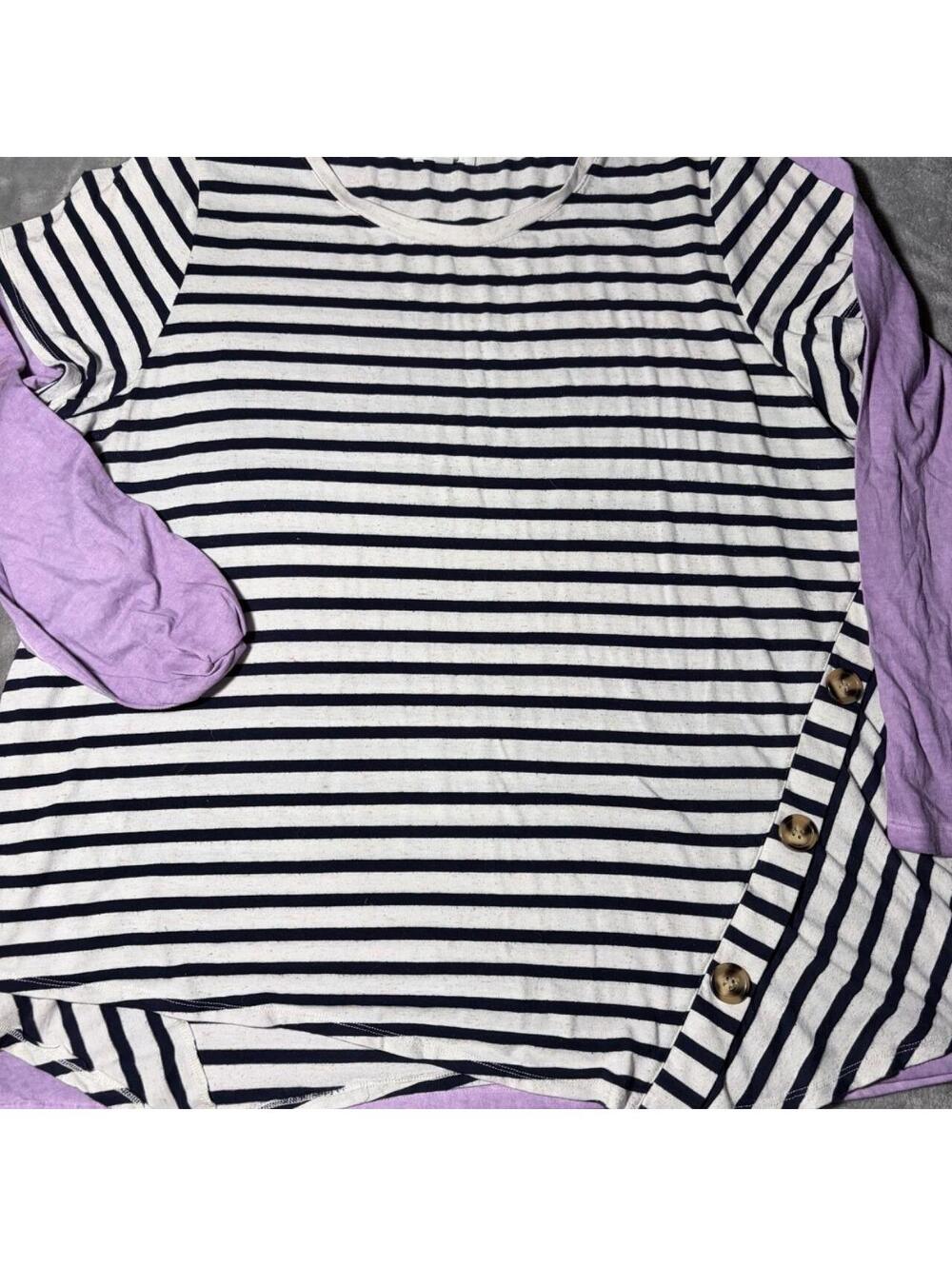 Navy Stripe & Purple Long Sleeve Bundle - 18/20 & 3X - 0269